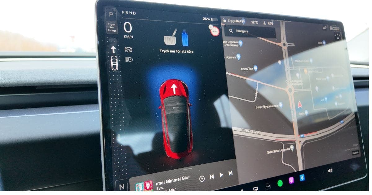 Skärmen i Tesla Model 3